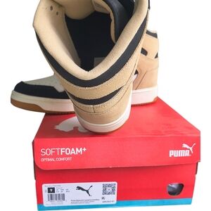 PUMA Rebound Layup Wns Women's Size 9 Tan and Black High-Top Sneakers